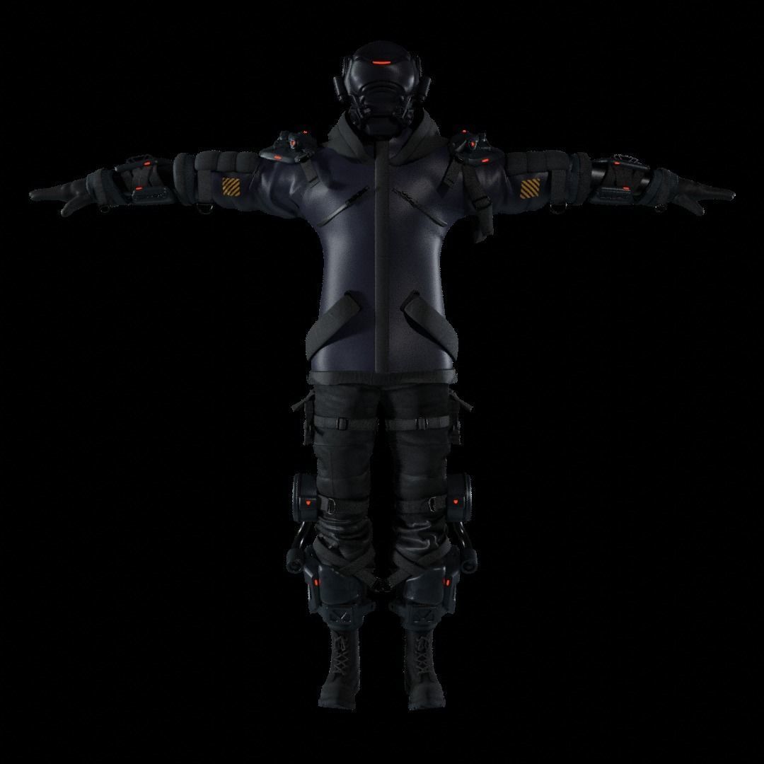 Cyberpunk Character Cyber Hunter 3D model_16