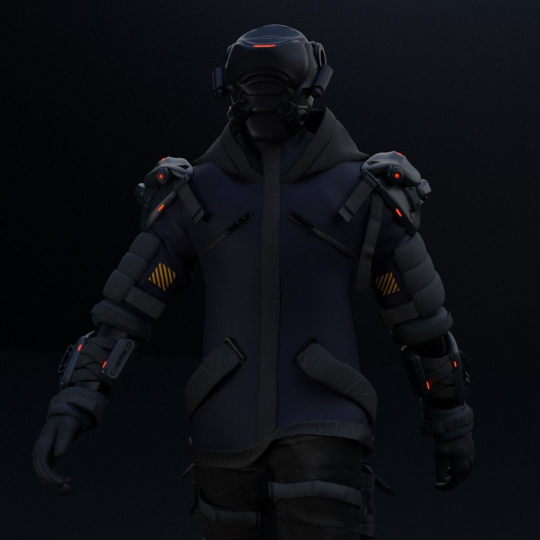 Cyberpunk Character Cyber Hunter 3D model_11
