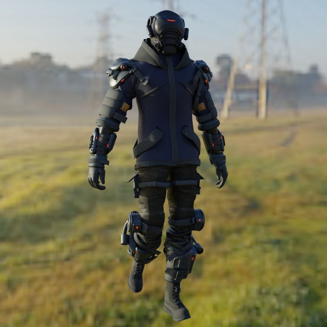 Cyberpunk Character Cyber Hunter 3D model_7