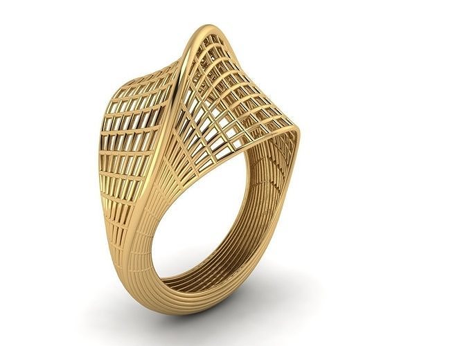 Geometric Wave Ring Free 3D print model