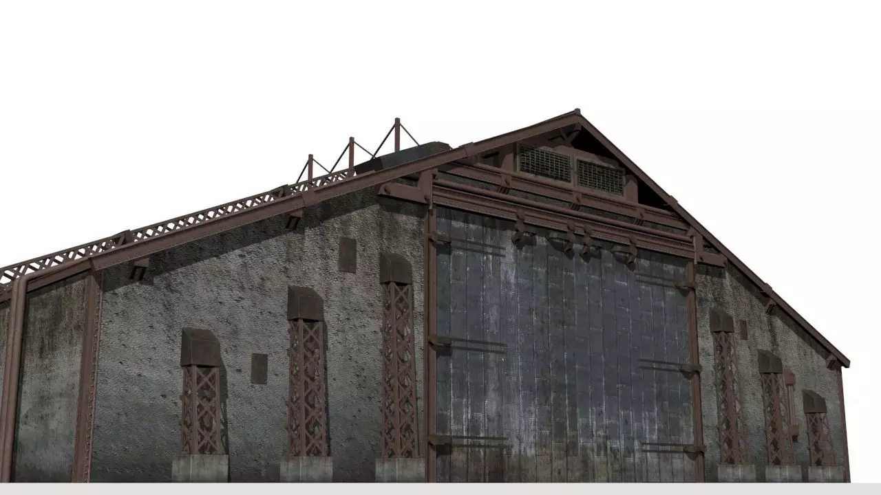 Concrete Hangar Low-poly 3D model