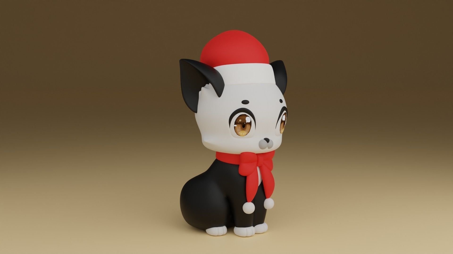 christmas cat 3D print model_7