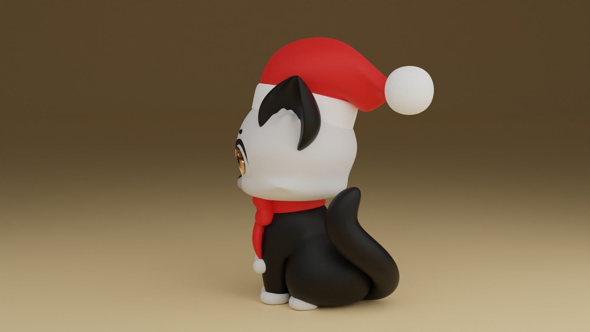 christmas cat 3D print model_12