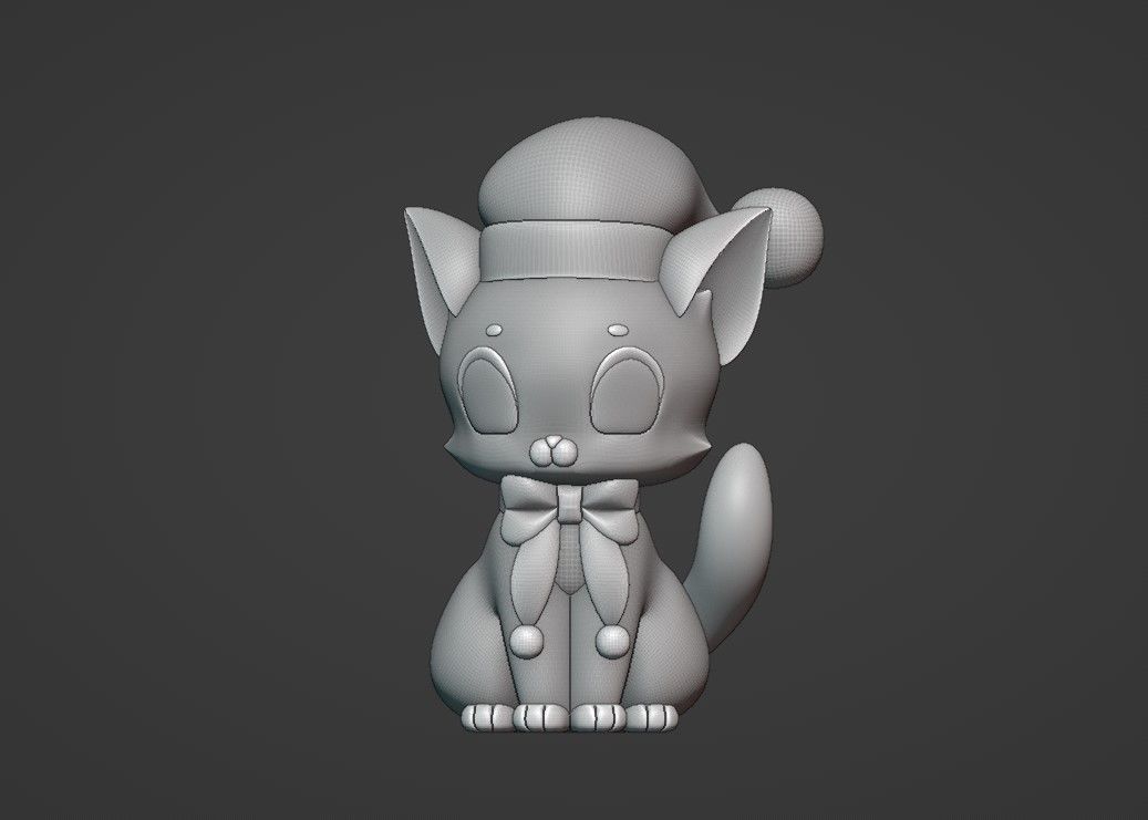 christmas cat 3D print model_1