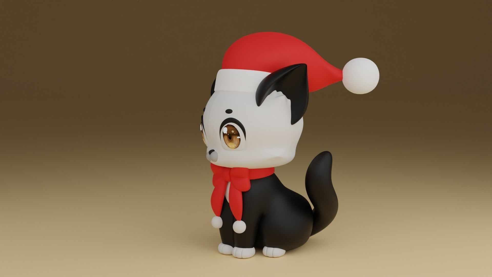 christmas cat 3D print model_13