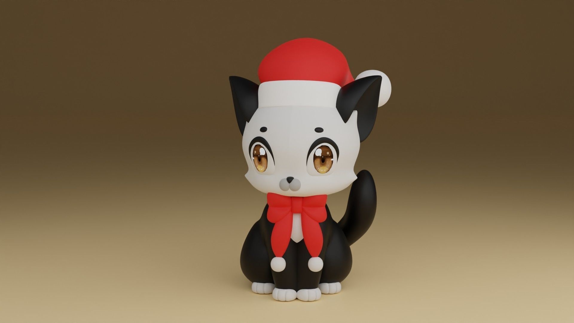 christmas cat 3D print model_6