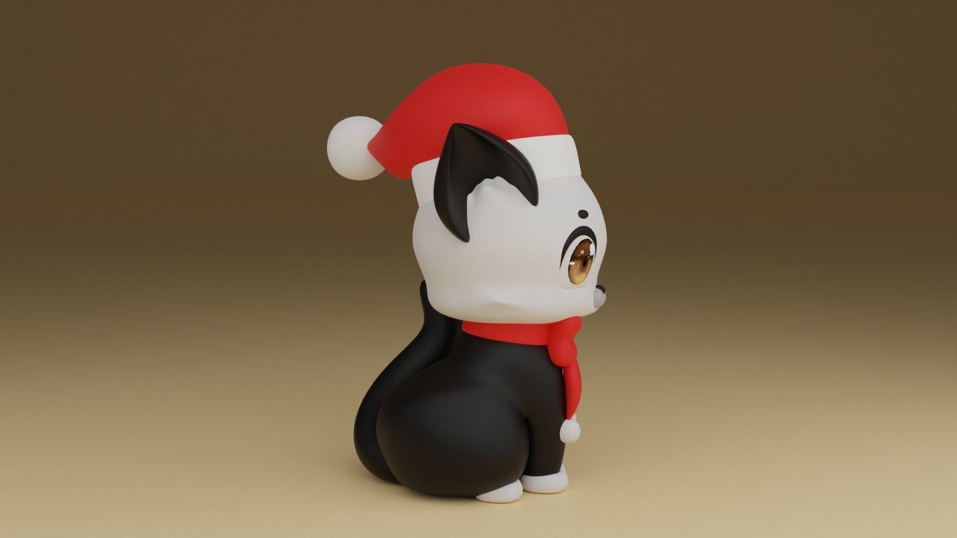 christmas cat 3D print model_8