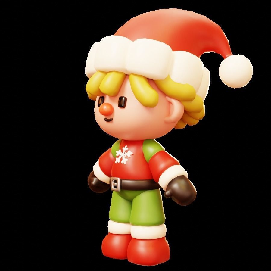 Christmas Santa Boy Low-poly 3D model_3
