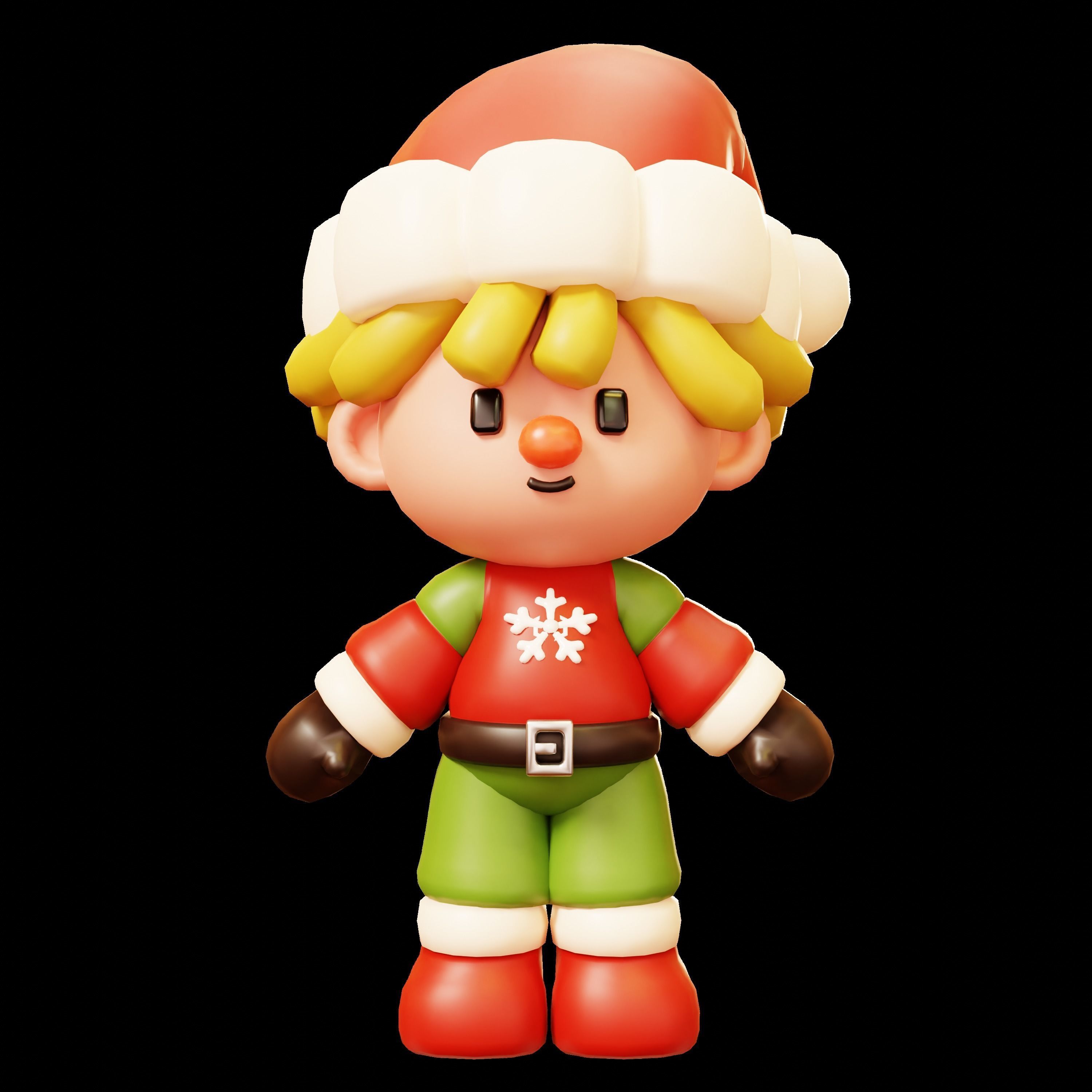 Christmas Santa Boy Low-poly 3D model_1