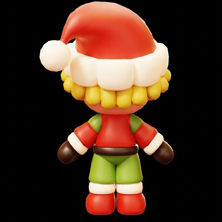 Christmas Santa Boy Low-poly 3D model_9