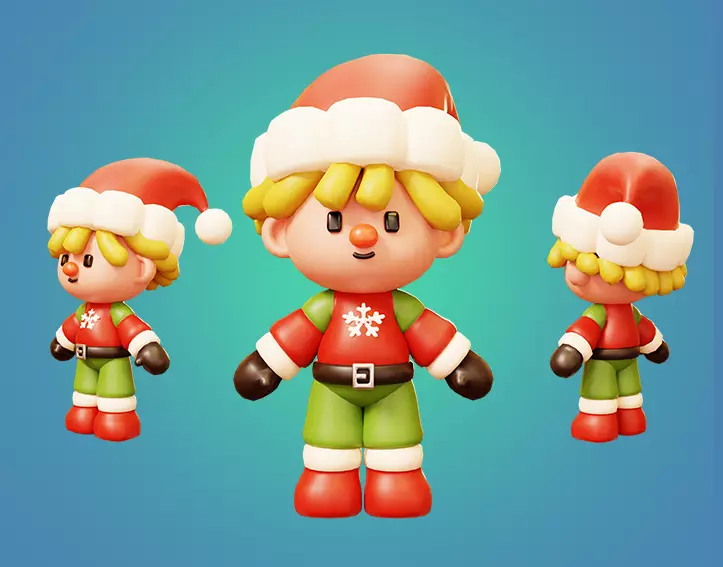 Christmas Santa Boy Low-poly 3D model_0