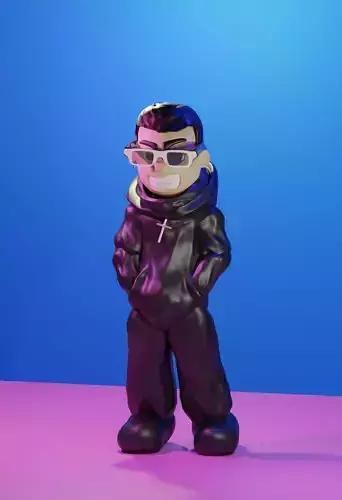 3D cartoon man black lol