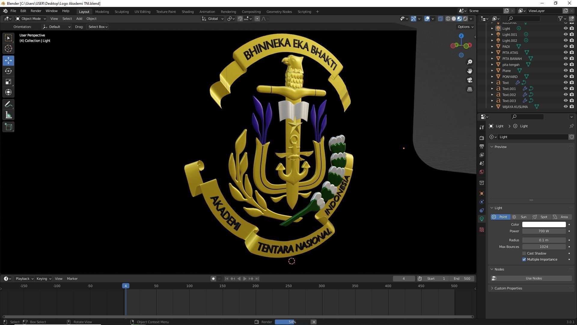 3D Logo Akademi TNI Free 3D model_1