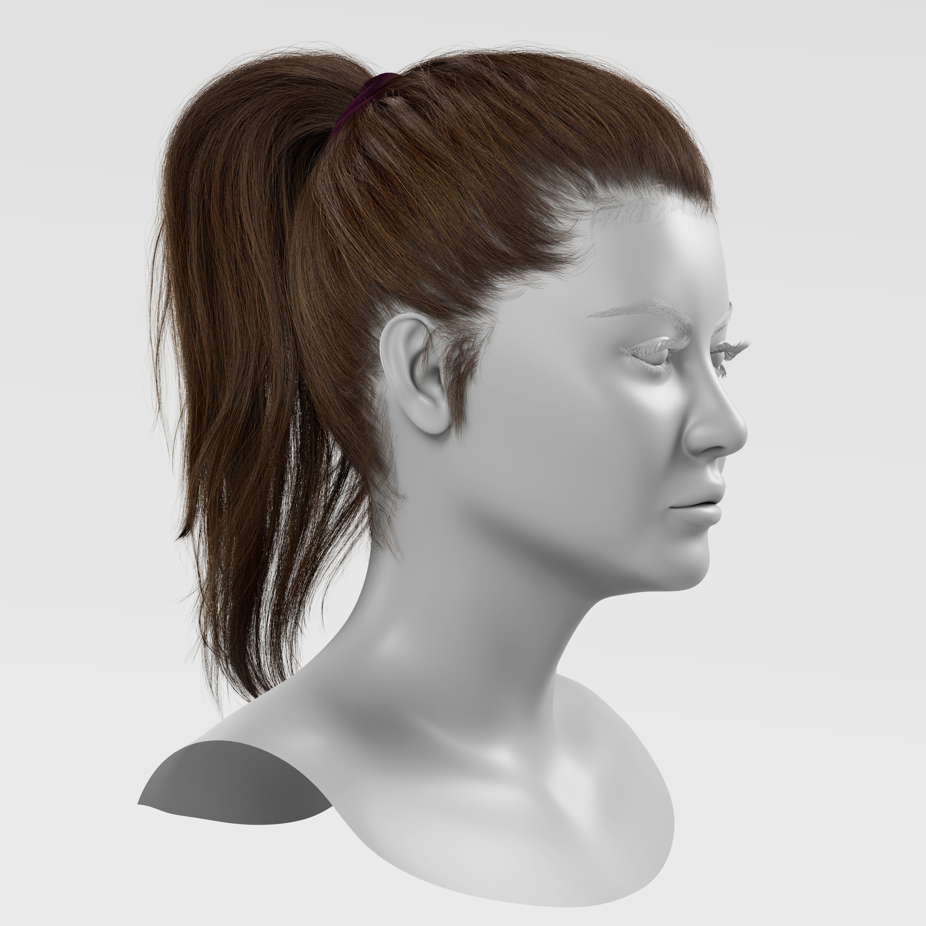 Realistic Ponytail Hairstyle For Games Alembic 3D model_3
