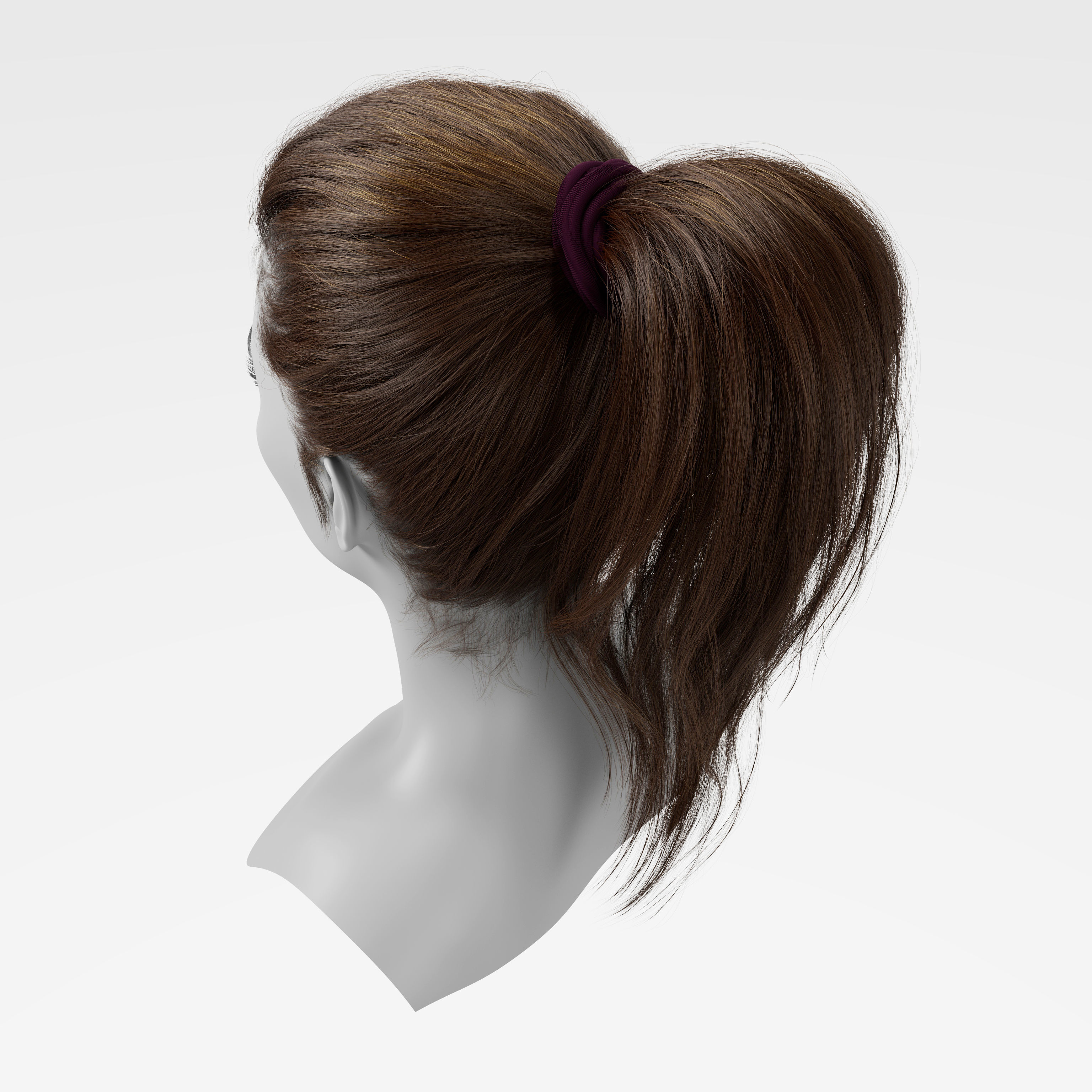 Realistic Ponytail Hairstyle For Games Alembic 3D model_5