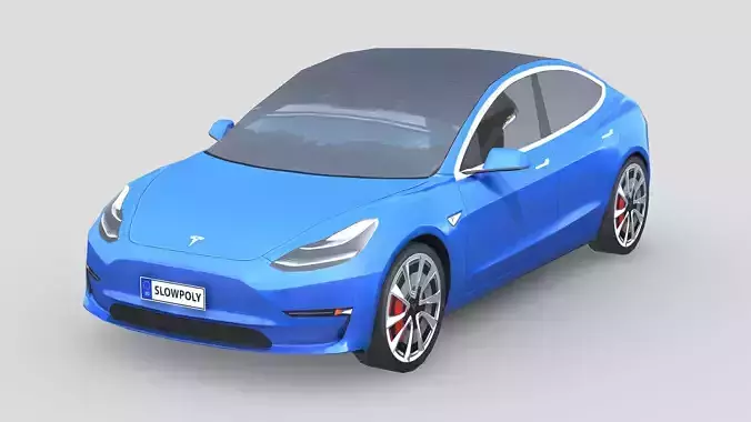 Tesla Model 3 2021 Low-poly 3D model