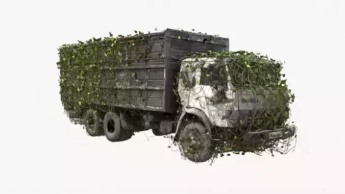 Ruined truck coved with ivy 3D model