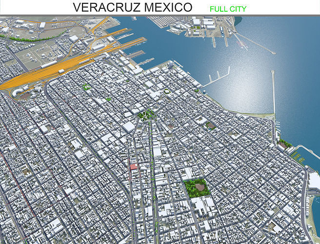 Veracruz Mexico 20km AI Low-poly 3D model