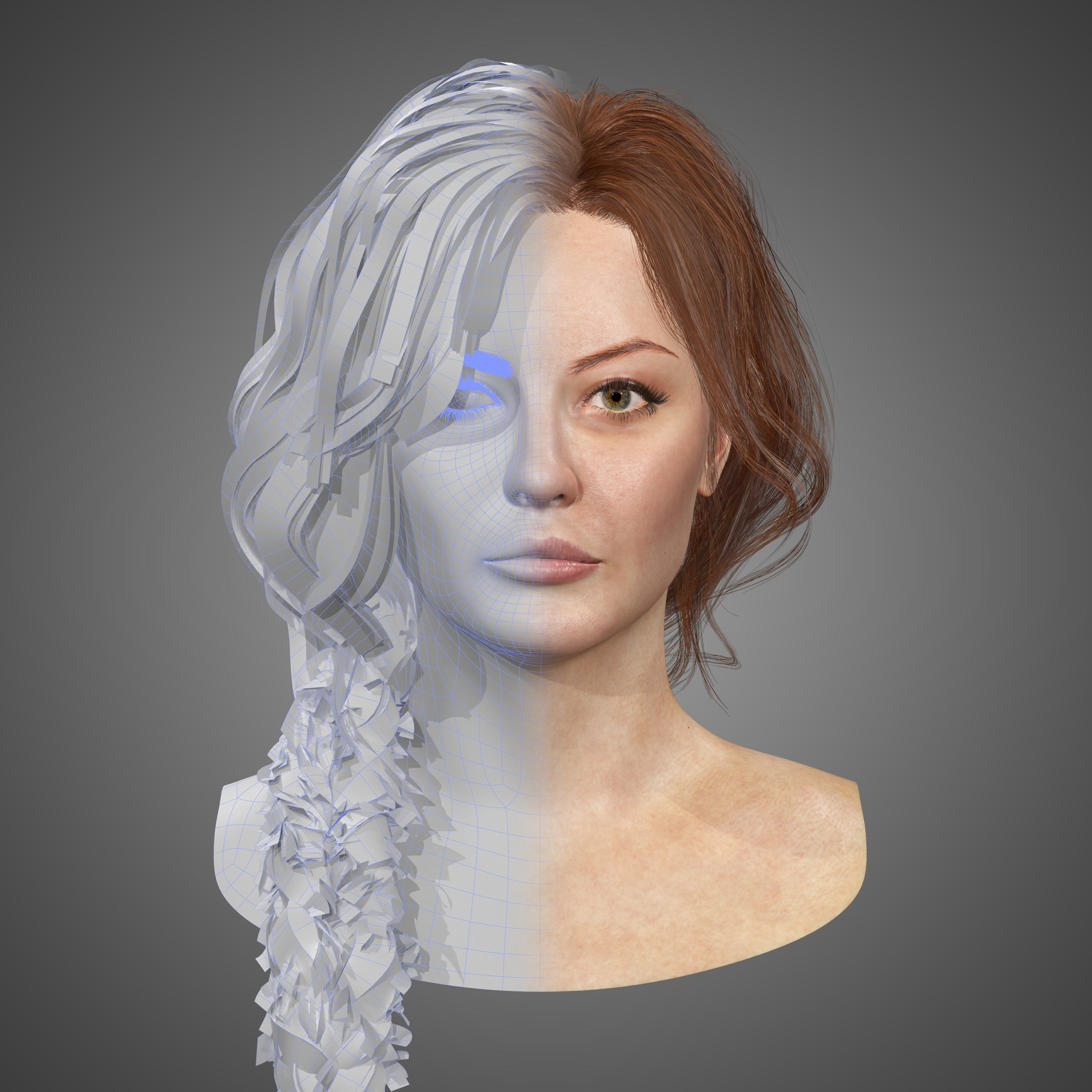 5 low poly real time hair cards for games Low-poly 3D model_3