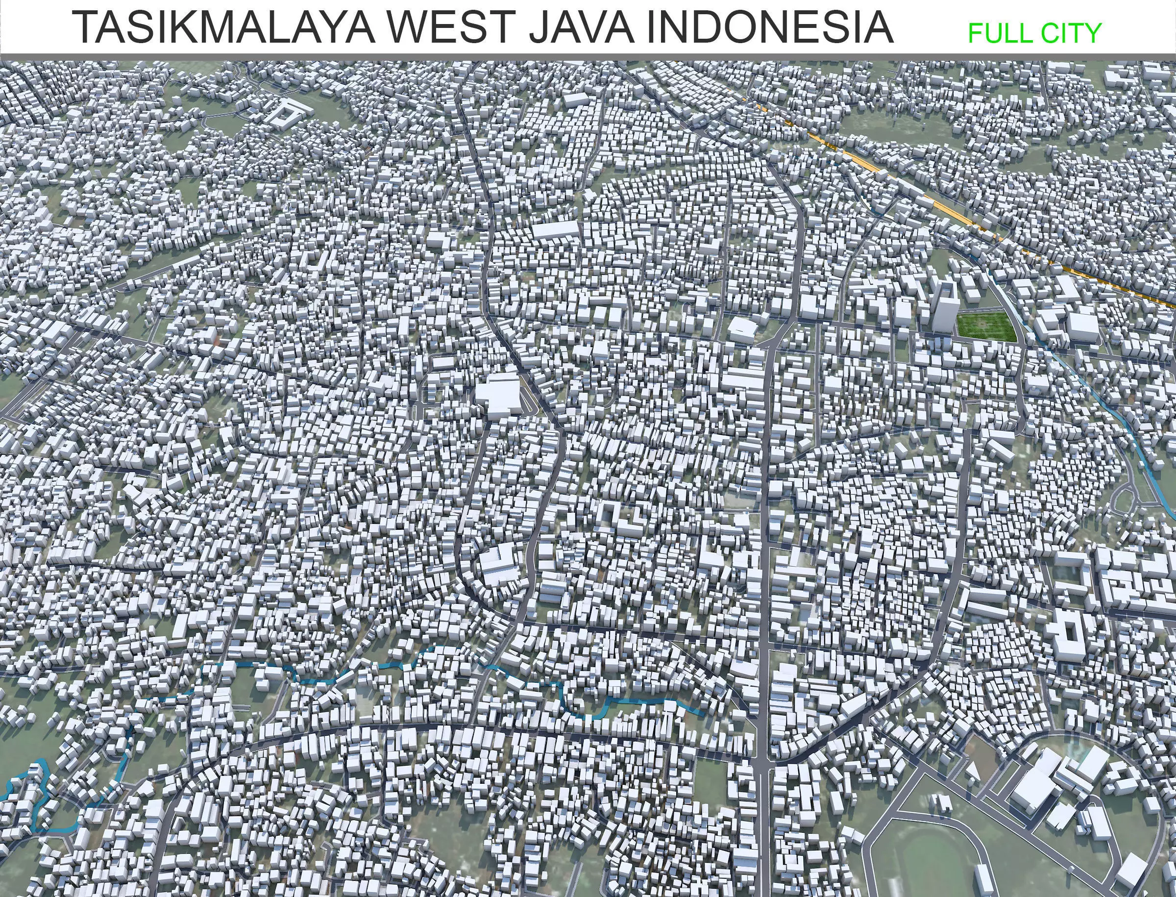 Tasikmalaya West Java Indonesia 25km Low-poly 3D model