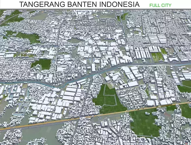 Tangerang Banten Indonesia 25km Low-poly 3D model