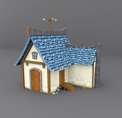 Lowpoly-Game Ready Stylized House Low-poly 3D model