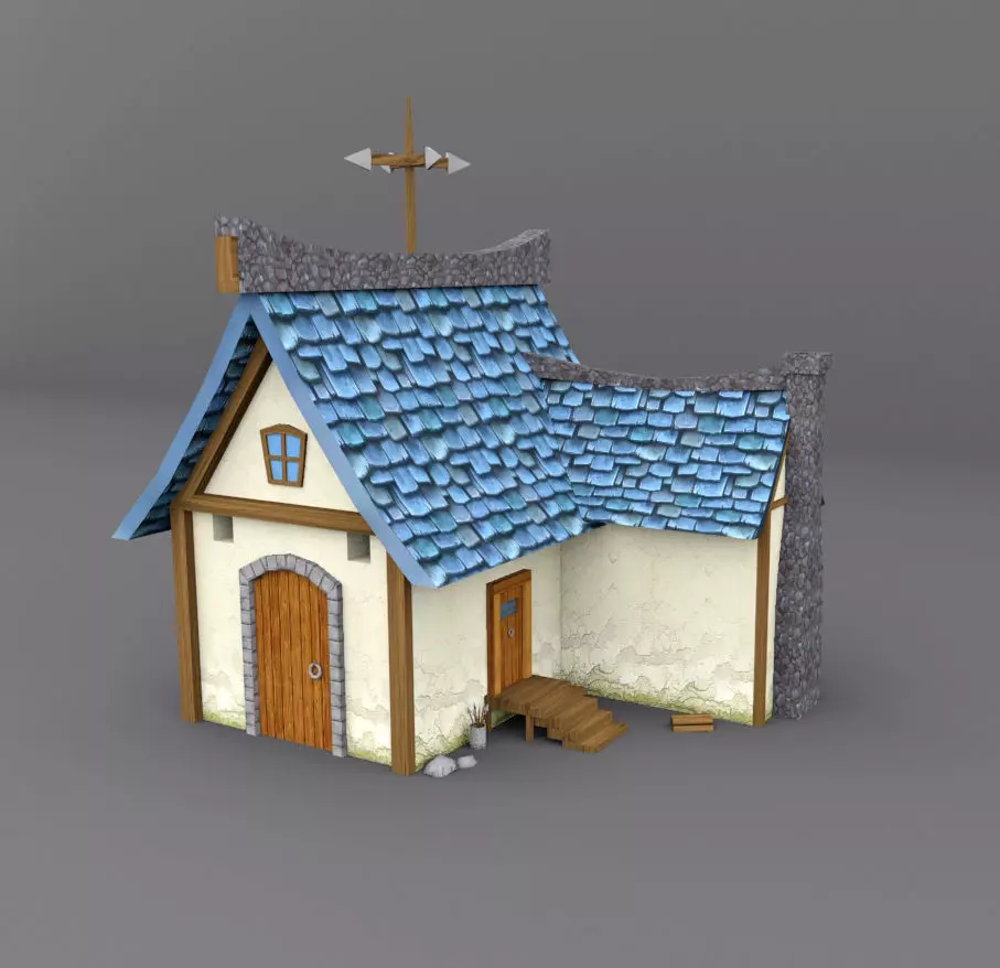 Lowpoly-Game Ready Stylized House Low-poly 3D model
