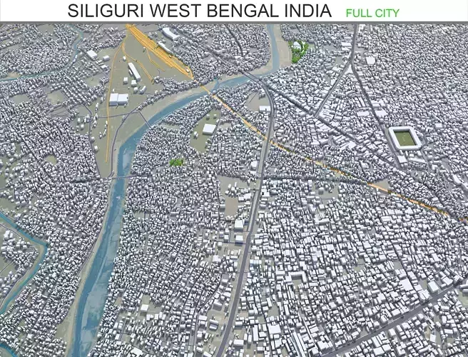 Siliguri West Bengal India 15km AI Low-poly 3D model