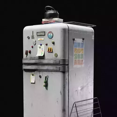Old Fridge with magnets- Optimized for Games and animations  