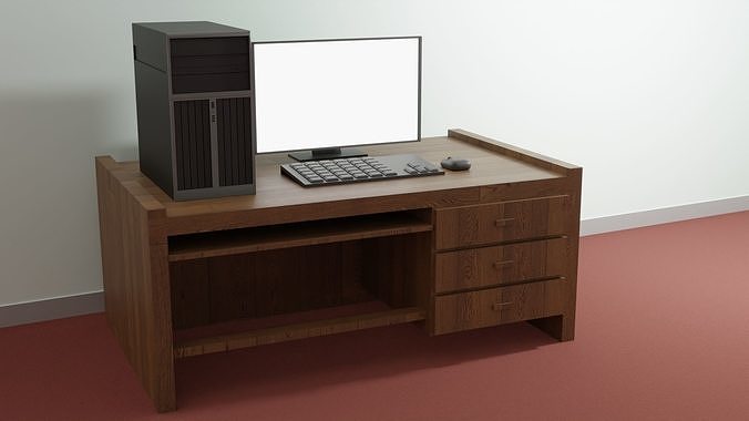 Desktop Computer Free low-poly 3D model
