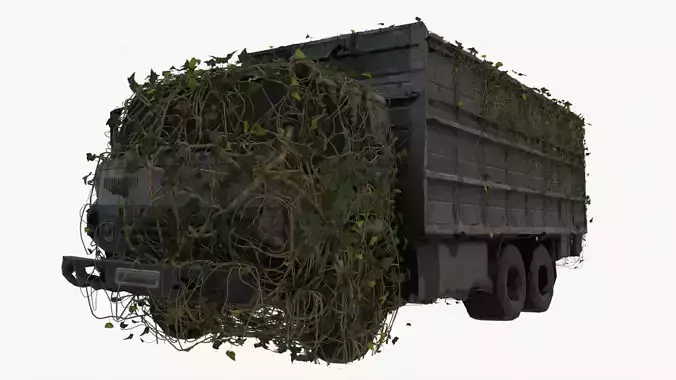 Ruined truck coved with ivy 3D model