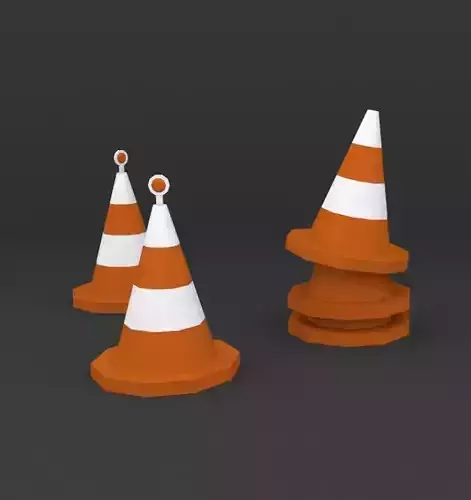 Lowpoly Game Ready Traffic Cones 