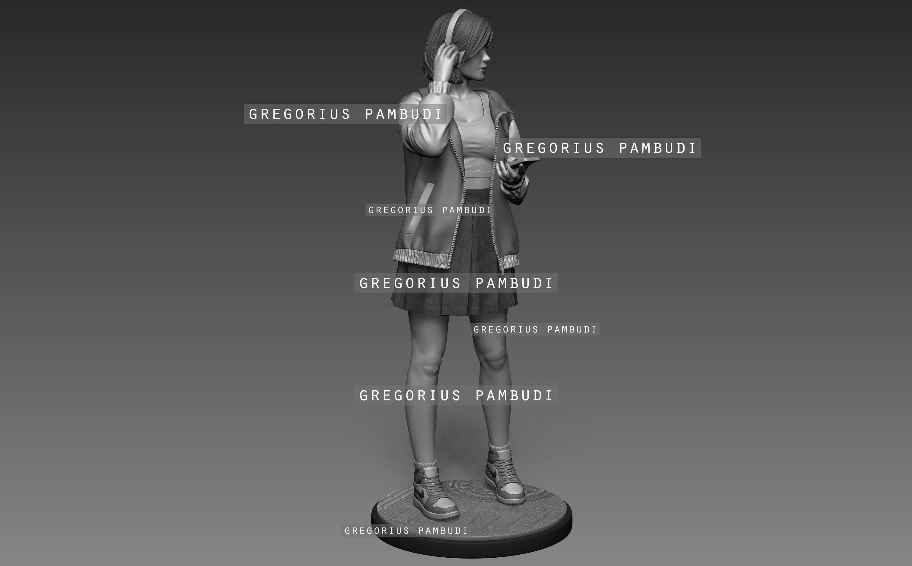 A woman walking on the sidewalk 3d printable 3D print model_15