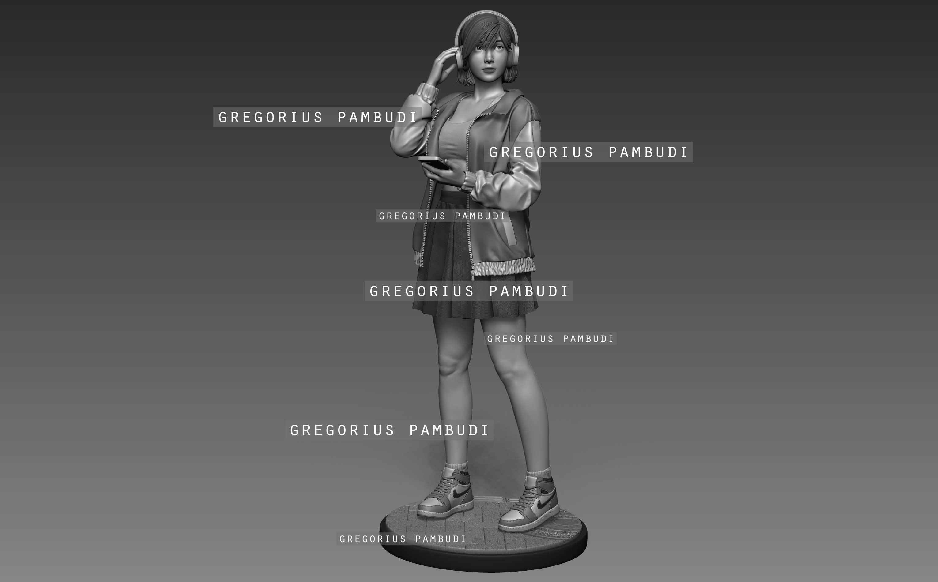 A woman walking on the sidewalk 3d printable 3D print model_3