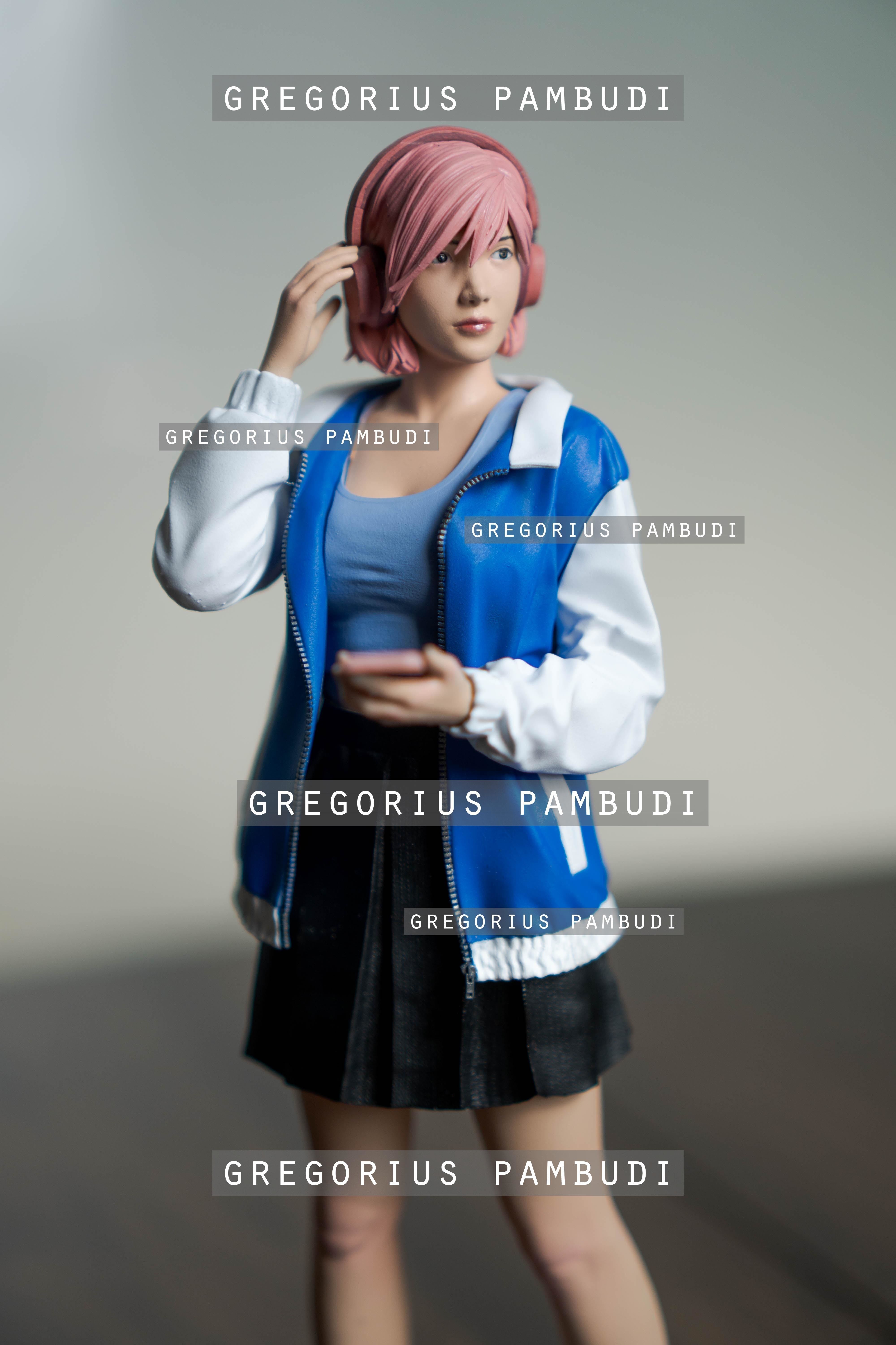 A woman walking on the sidewalk 3d printable 3D print model_8