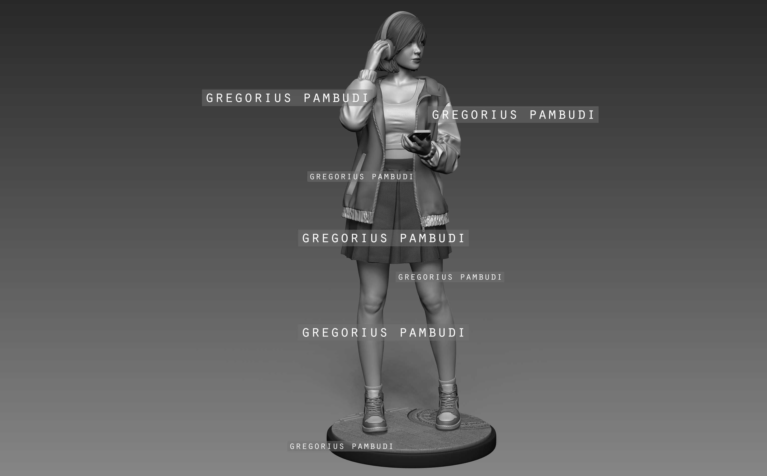 A woman walking on the sidewalk 3d printable 3D print model_17