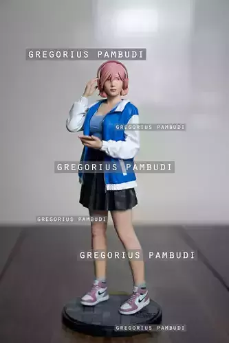 A woman walking on the sidewalk 3d printable