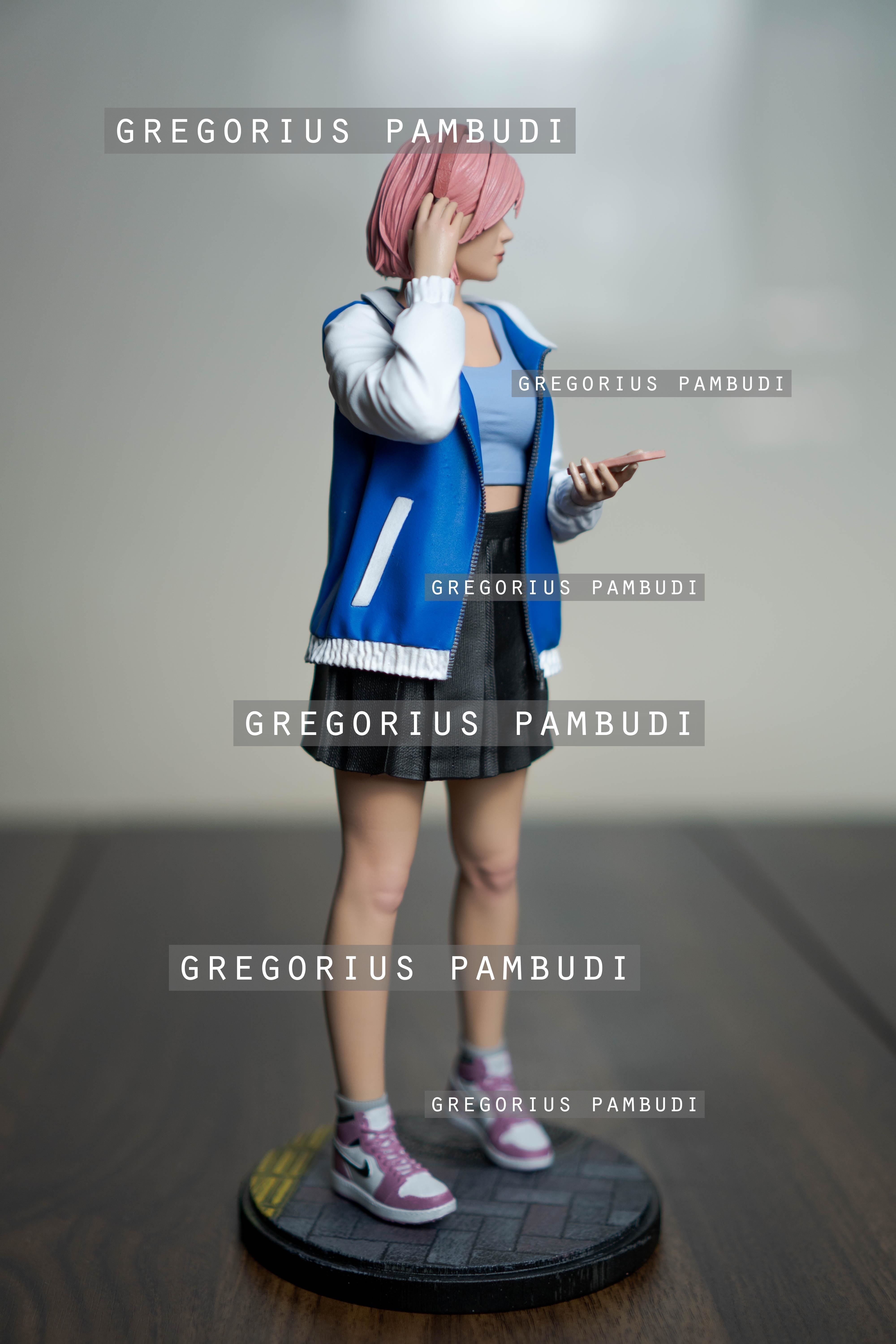 A woman walking on the sidewalk 3d printable 3D print model_6