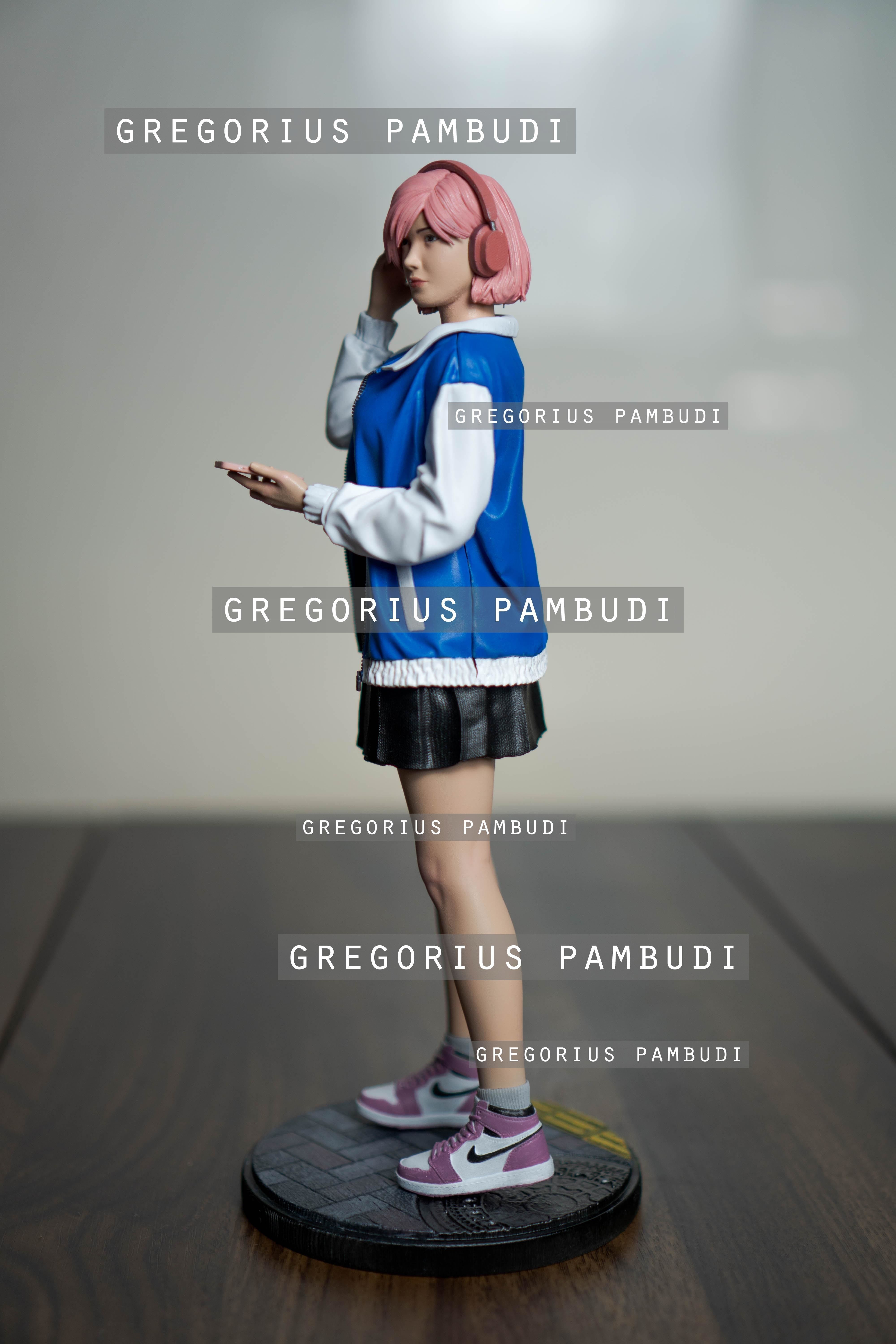 A woman walking on the sidewalk 3d printable 3D print model_4