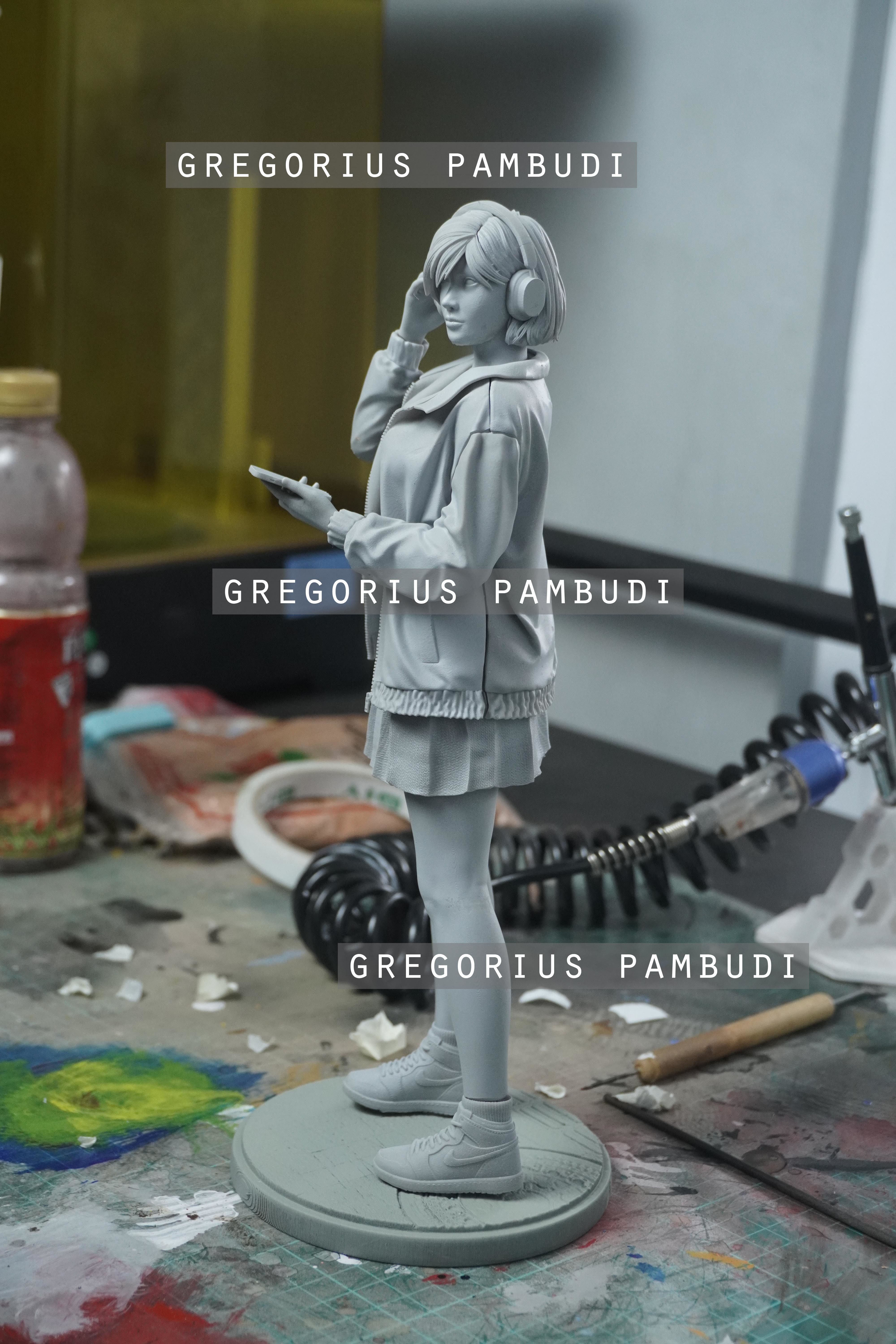 A woman walking on the sidewalk 3d printable 3D print model_22