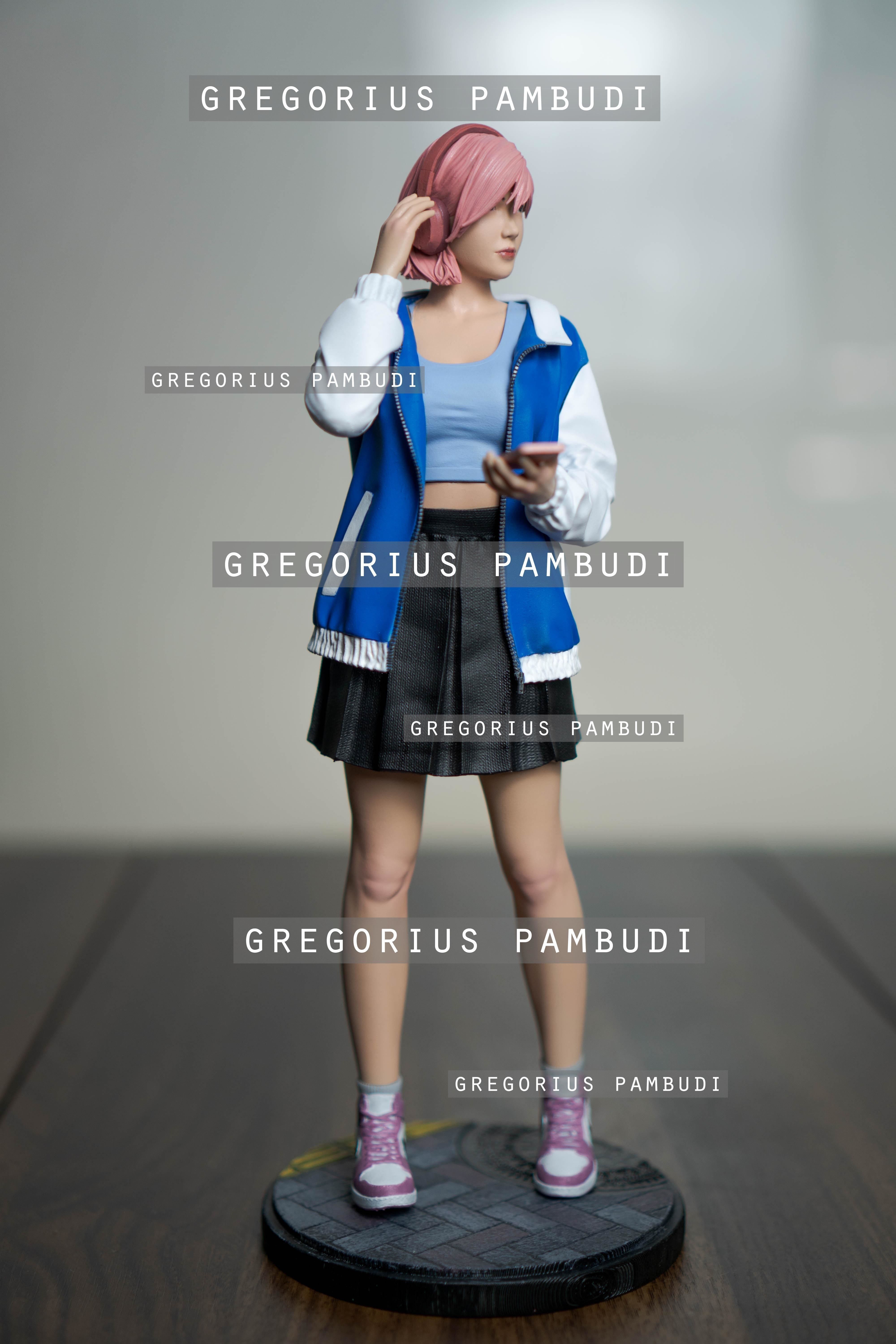 A woman walking on the sidewalk 3d printable 3D print model_7