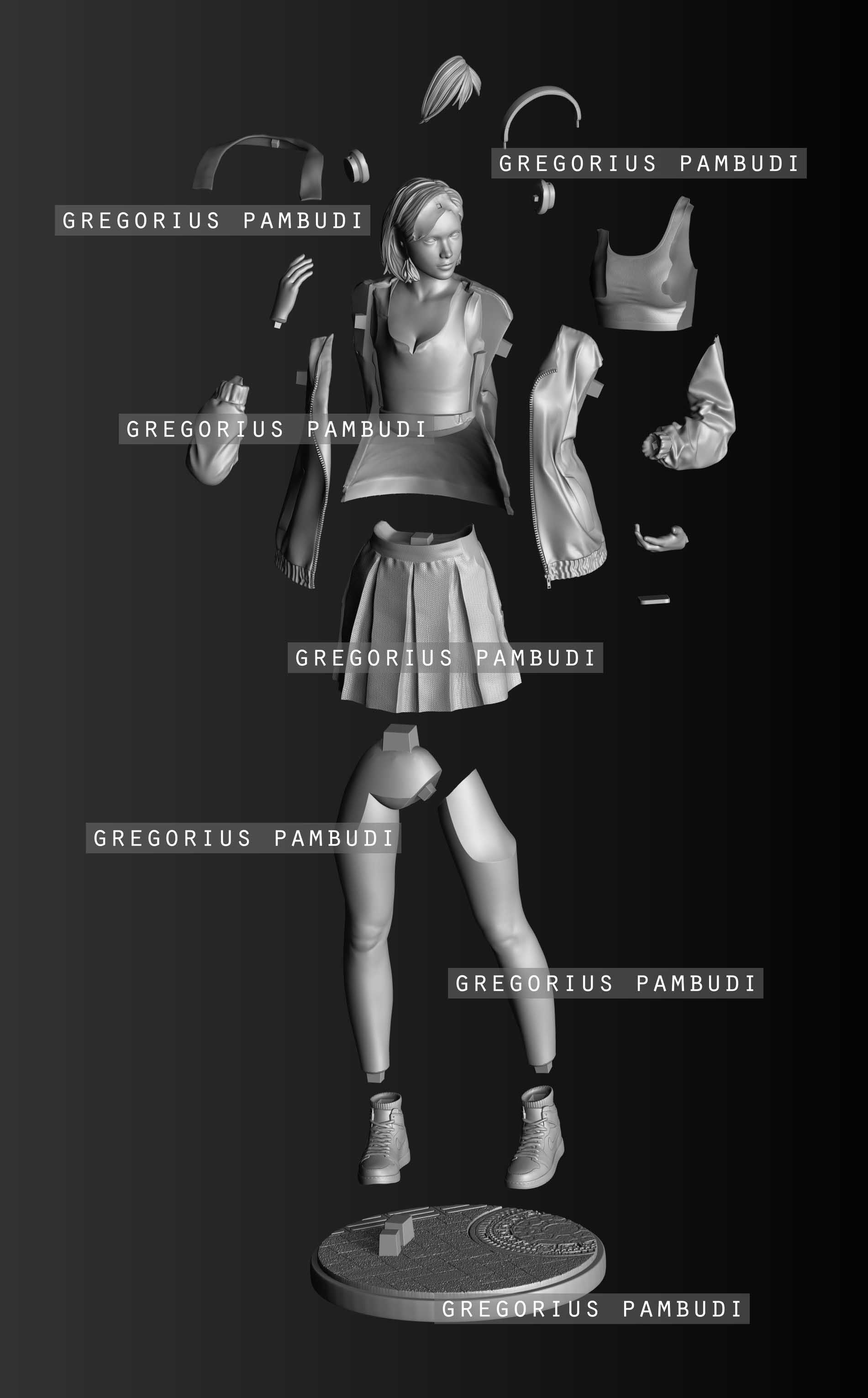 A woman walking on the sidewalk 3d printable 3D print model_2