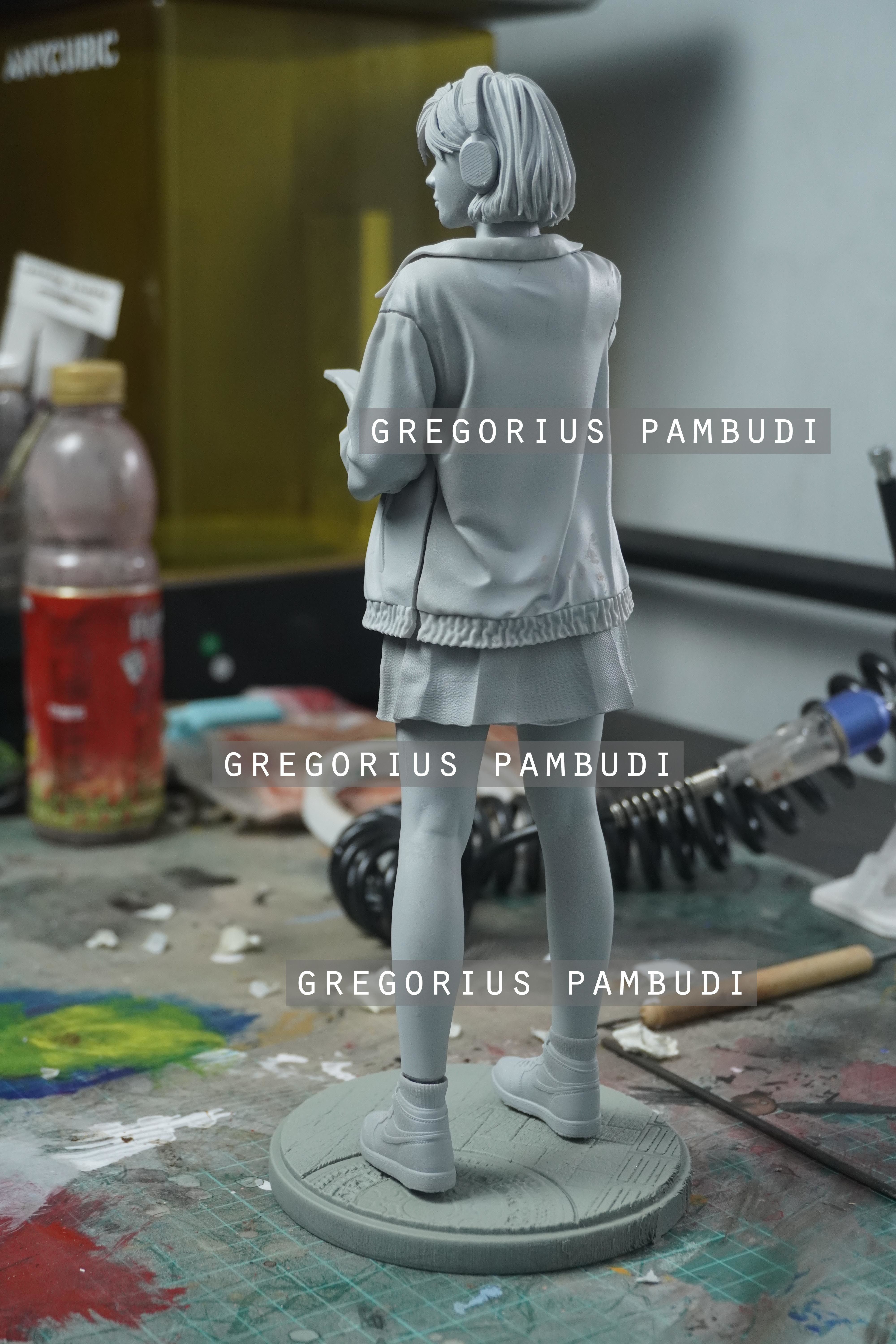 A woman walking on the sidewalk 3d printable 3D print model_23