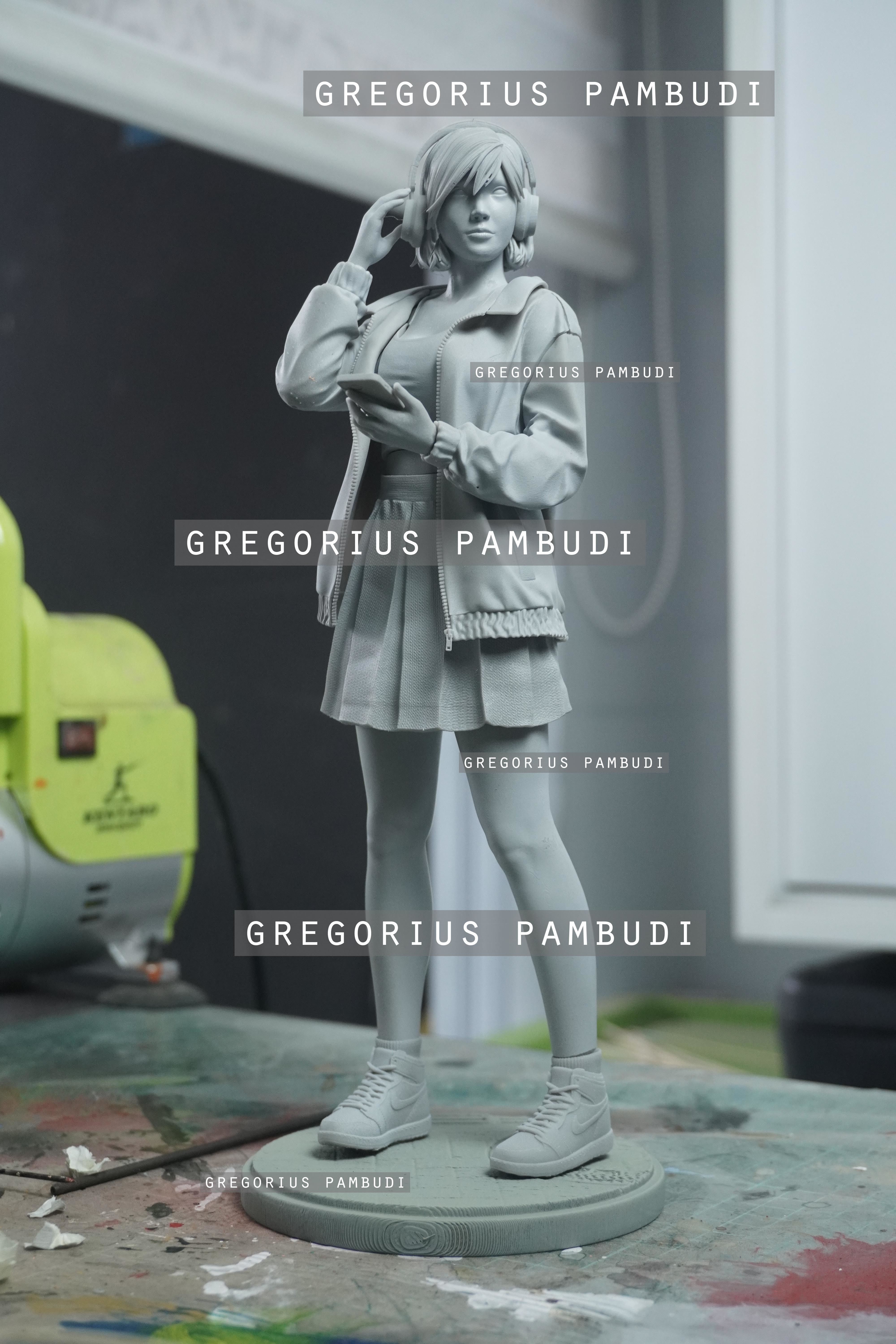 A woman walking on the sidewalk 3d printable 3D print model_24