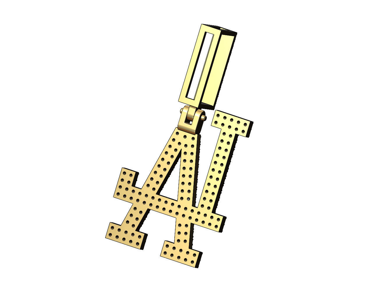 Diamond iced LA pendant with bail 3D print model_4