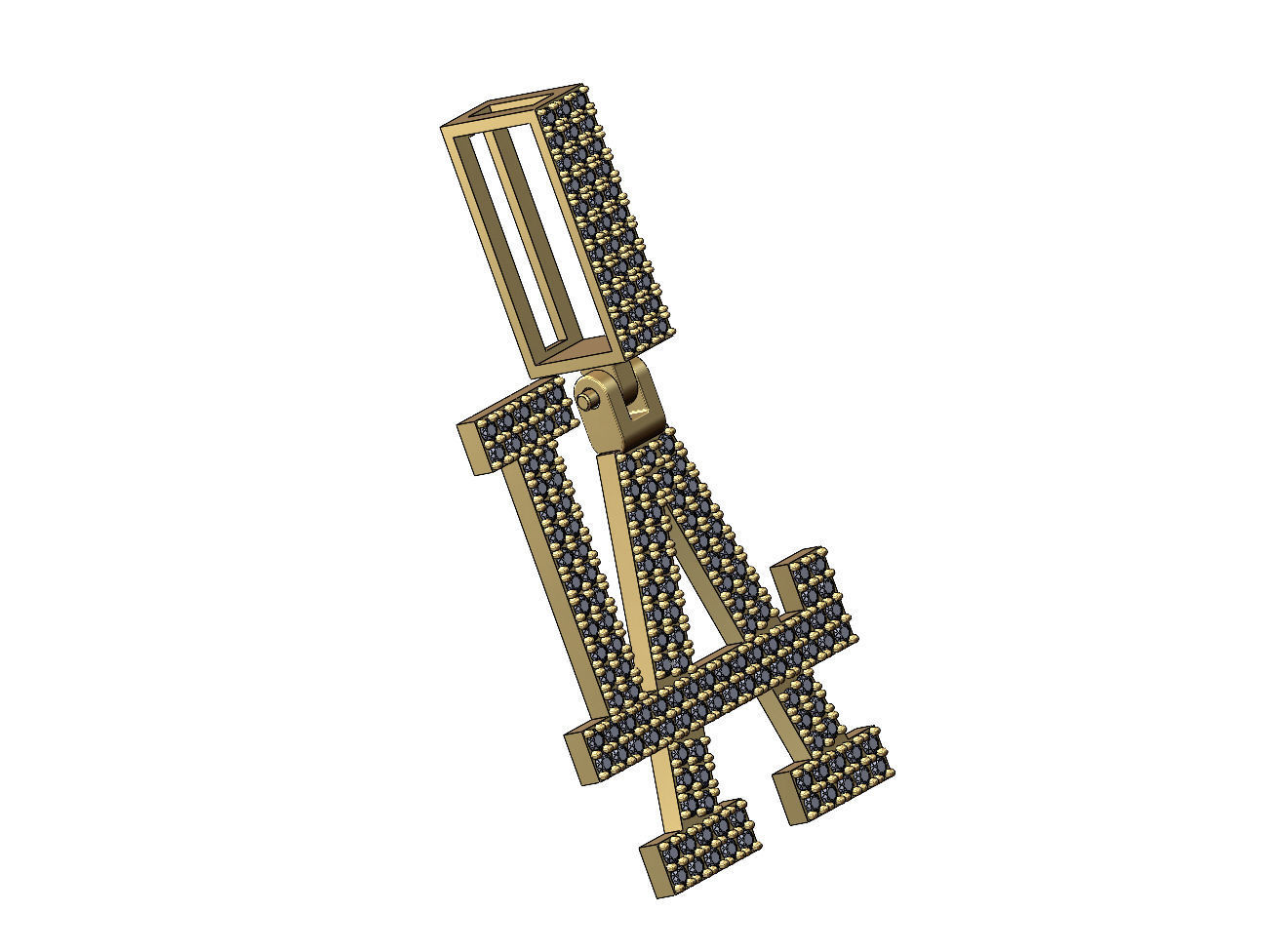 Diamond iced LA pendant with bail 3D print model_3