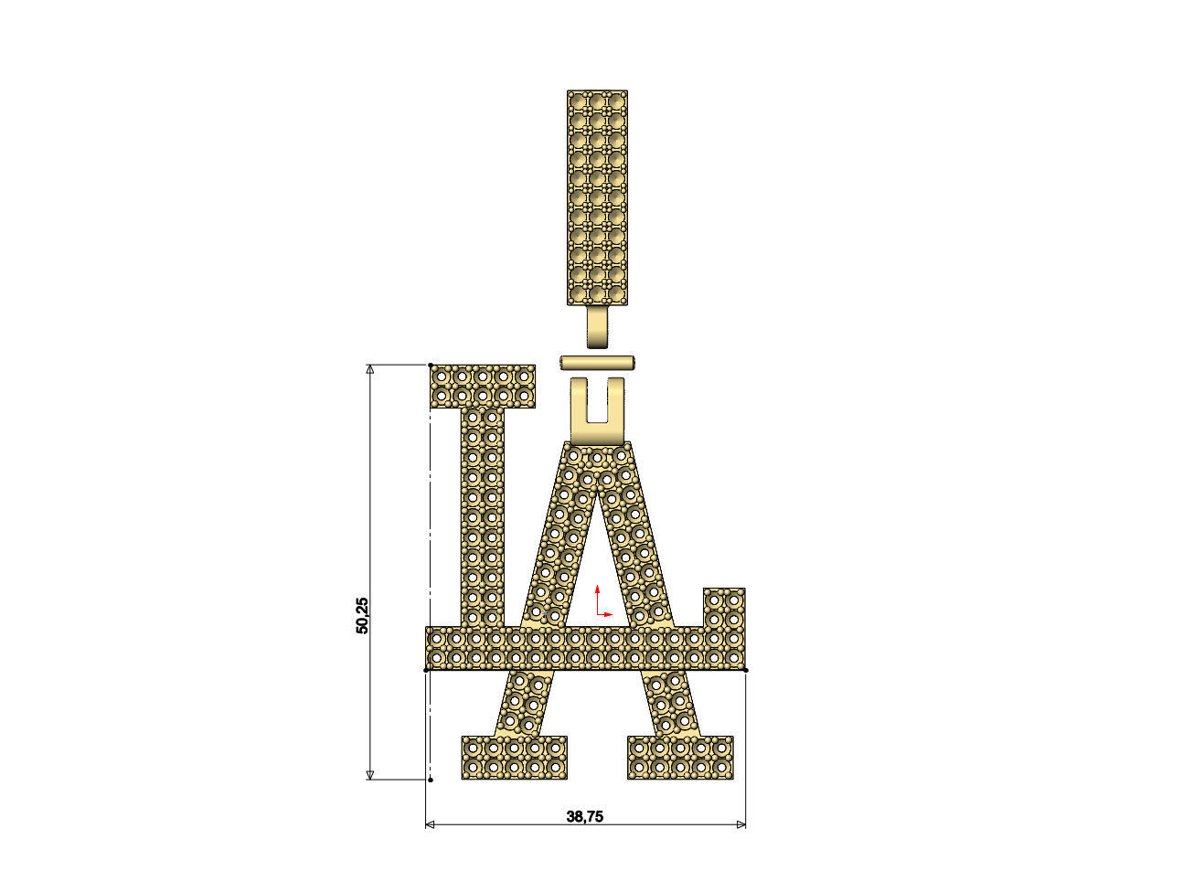 Diamond iced LA pendant with bail 3D print model_7