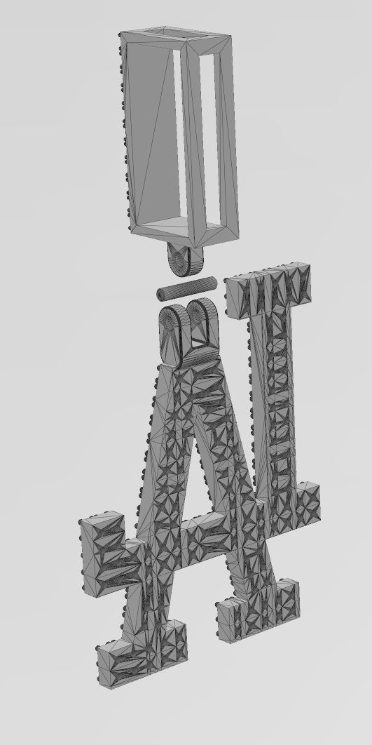 Diamond iced LA pendant with bail 3D print model_14