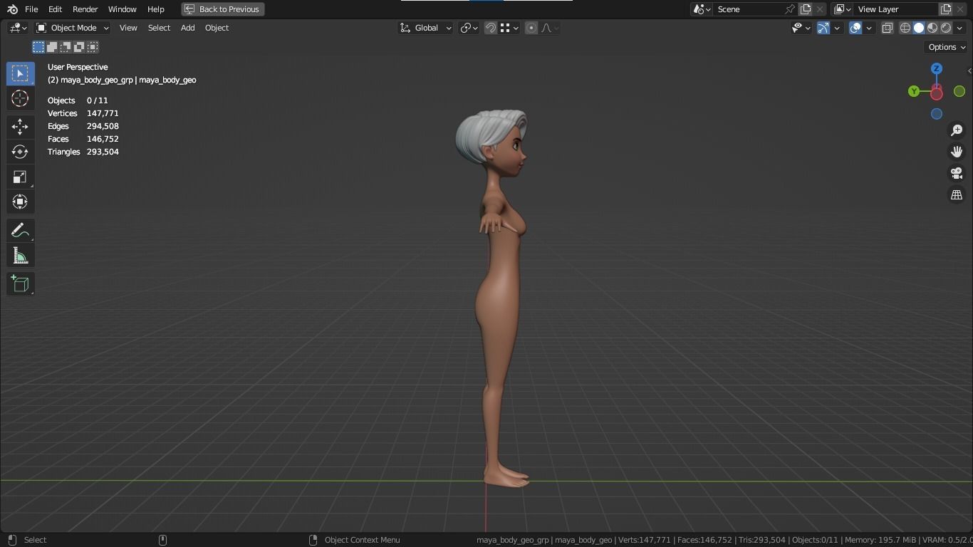 Maya cartoon girl teen character 3D model_8