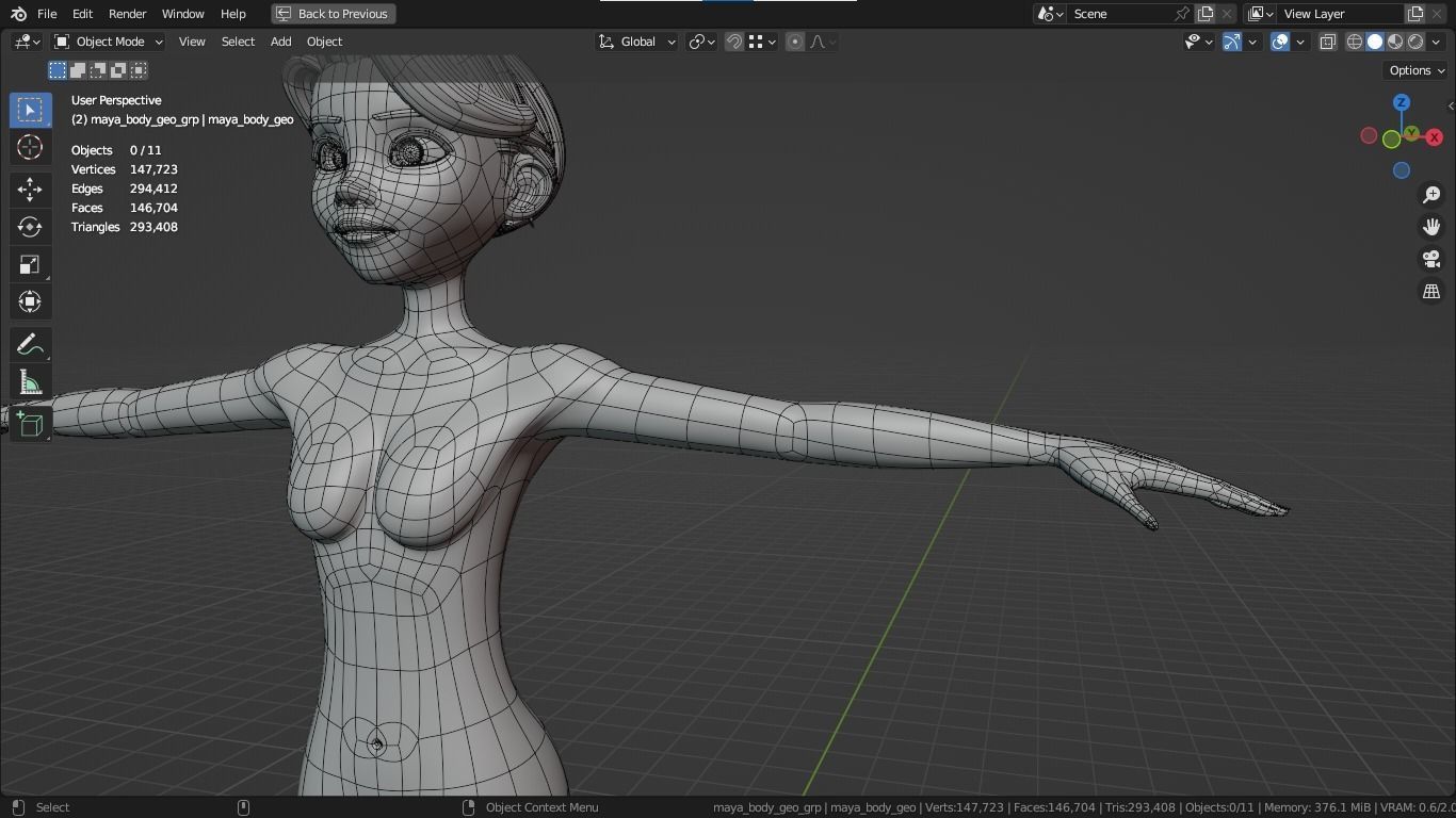 Maya cartoon girl teen character 3D model_22